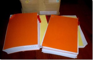 Photo of REBID document stack