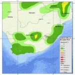 Map of South Africa showing earthquake risk
