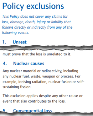 Extract from Standard Bank house insurance policy