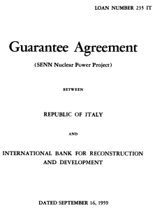 Title page of Italian government loan guarantee for World bank nulcear loan